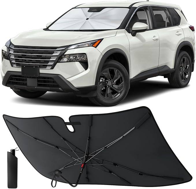 EcoNour Windshield Sunshade for Nissan Rogue 2021-2026 | Front Windshield Sun Shade & Window Tint UV Heat Protector | Foldable Reflective Car Sun Visor Cover Interior Protection Accessories