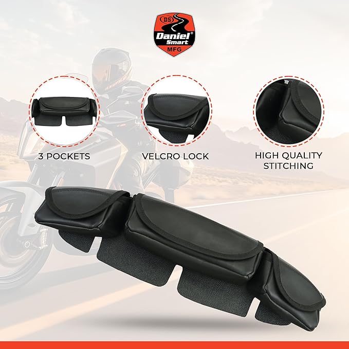 Daniel Smart Motorcycle Windshield Bag for Harley Touring 1996-2013, 3-Pocket Windscreen Bag Compatible with Electra Glide, Street Glide FLHX FLH, Trike Models (3-Pockets)