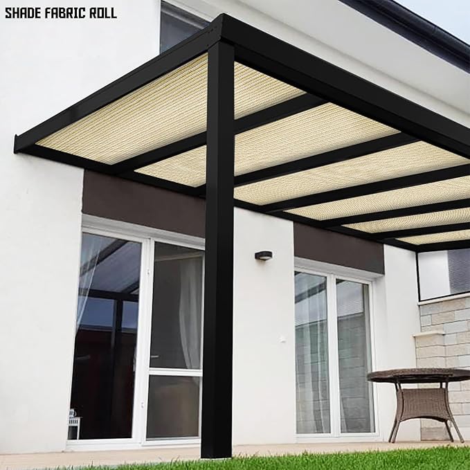 TANG Sun Shade Fabric Roll 8'x134' Shade Cloth for Garden Beige HDPE Mesh Shading Pergola Cover Replacement Canopy, 95% Blockage Sunshades for Outdoor Patio Backyard Plant