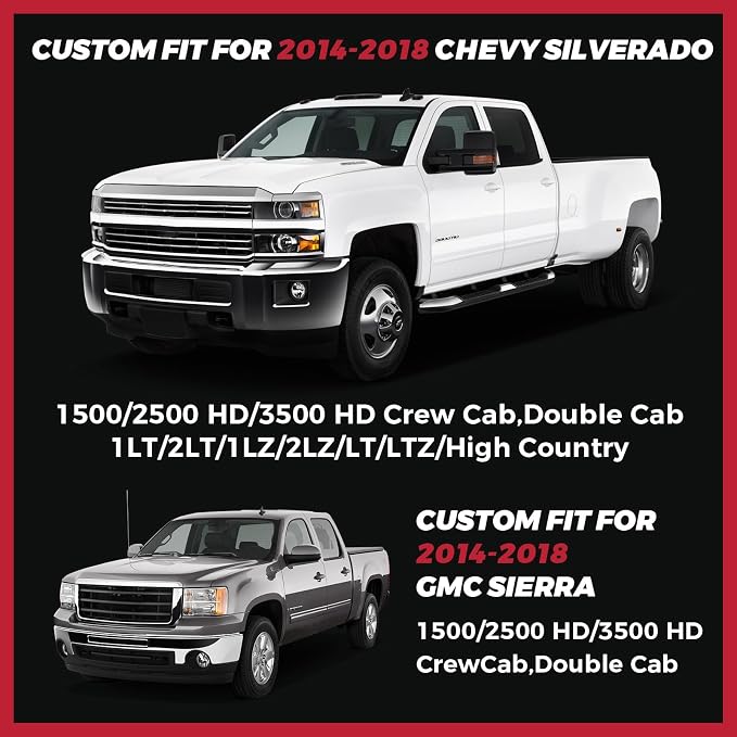 FREESOO for Silverado 2014-2018 2 Front Seat Covers, Fit for Chevy Silverado GMC Sierra 1500 2500 3500 Crew Cab Waterproof Truck Seat Covers Black