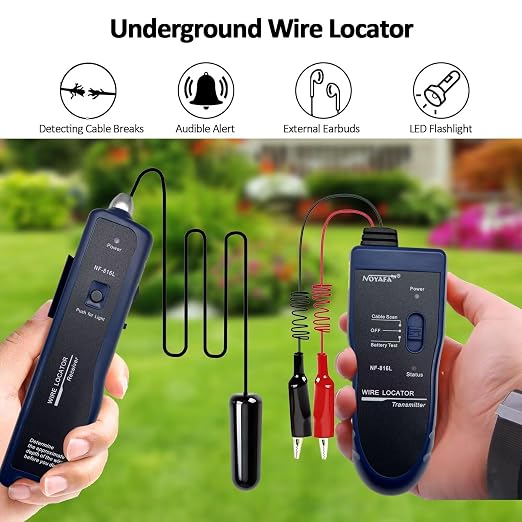 Underground Wire Locator Upgrade, RockyMars Cable Tester with Rechargeable 1100mAh Battery for Invisible Fence for Dogs, Circuit Breaker Finder, Electric Fence Wire Tracer, Wire Break Locator, etc.