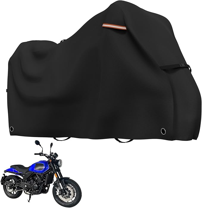Roasivi Motorcycle Covers Outdoor Waterproof Motorbike Covers All Season Universal Weather Protection for Harley Davidson Touring Models General Fits XXL 96" L x 43" W x 55" H Black