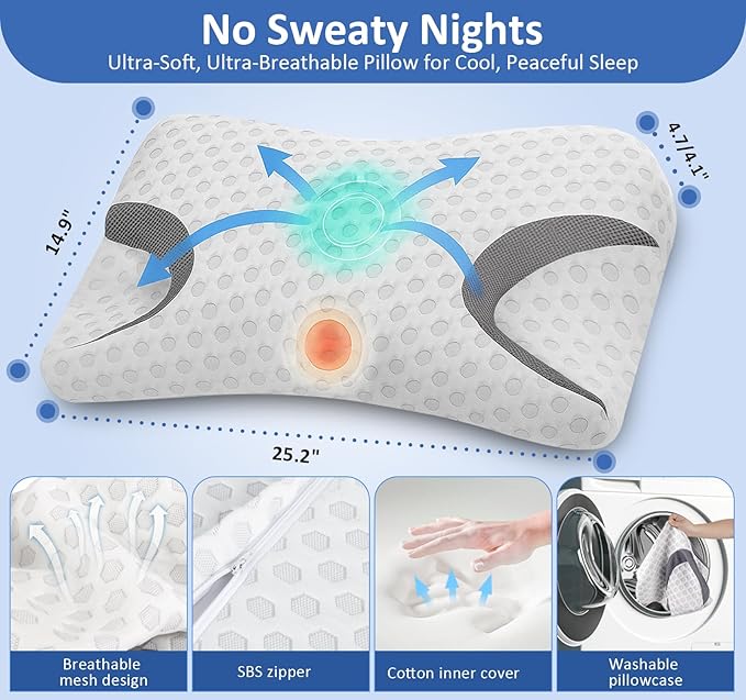 IKSTAR CPAP Pillow for Side Sleeper, Sleep Apnea Pillow for Sleeping, CPAP Nasal Pillows Suit for All CPAP Masks User, Cervical Memory Foam Neck Support Pillow Relief Neck Pain for Side Back Sleepers
