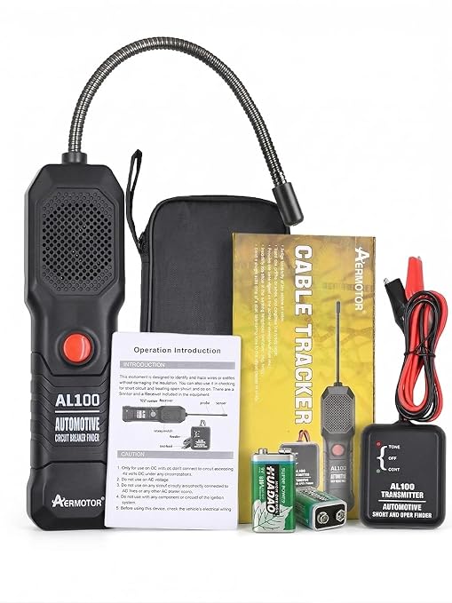 AL100 Wire Tracer Electrical Automotive Short and Open Finder Automotive Circuit Tester Break Finder Fault Probe Wire Detector Tool Electrical DC 6-42V for DIY,Home Use,Mechanic