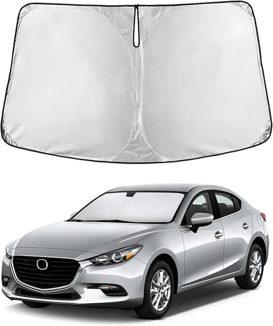EcoNour Windshield Sunshade Compatible for Mazda 3 2014-2016 2017 2018, Sun Visor for Front Windshield & Window Sun Shade Cover, UV Heat Blocker & Protector, Car Accessories