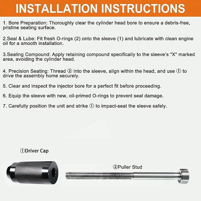 Injector Sleeve Remover Kit for CAT 3406E C15 C16, 9U-6891 Cup Puller, J-42083 Timing Pin, 9U-7227 Height Gauge, J-38587-A Barring Socket, Heavy Duty Engine Maintenance Tool Set (9-Piece)