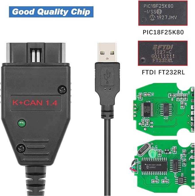 K CAN Commander V1.4 OBD2 to USB Cable,OBD Diagnostic Code Reader | Suitable for V-AG/Vvv/Audi/Skoda/SEAT/Nissan Vehicles,Fits k+can Commander 1.4 and V-WTOOL ECU Programming Software Scan Tool