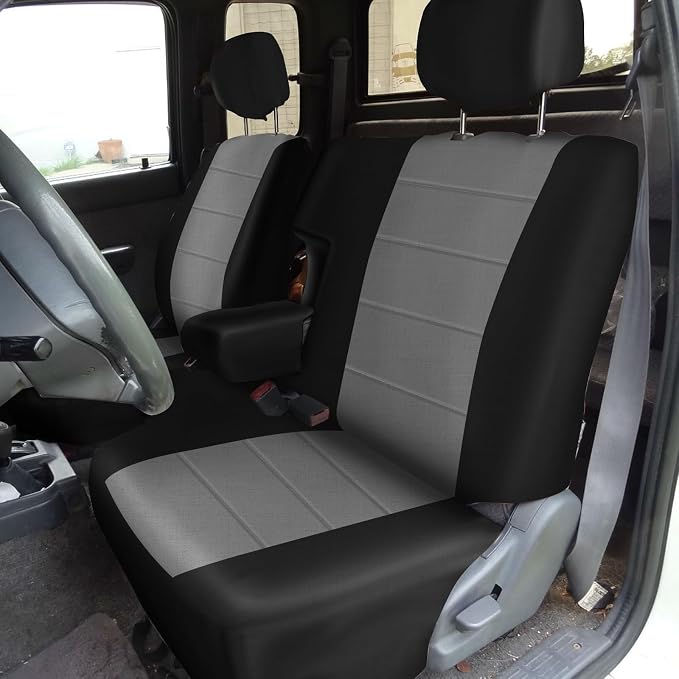 SAPUBK Custom-Fit Front Seat Covers Replace for 1995-2000 Toyota Tacoma 60/40 High Front Bench with Headrests & Center Console,Knitted Fabric Composite Soft Foam Lining Airmesh Breathable Seat Cover