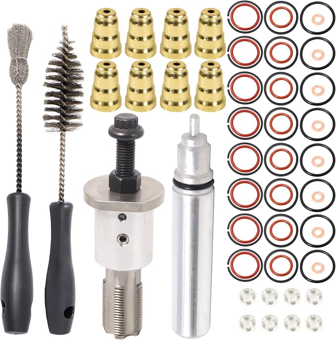 SMMS Injector Sleeve Cup Installation Removal Tool Kit with Sleeves & Brushes For ford 1994-2003 7.3L Replaces OE: F4TZ9F538A
