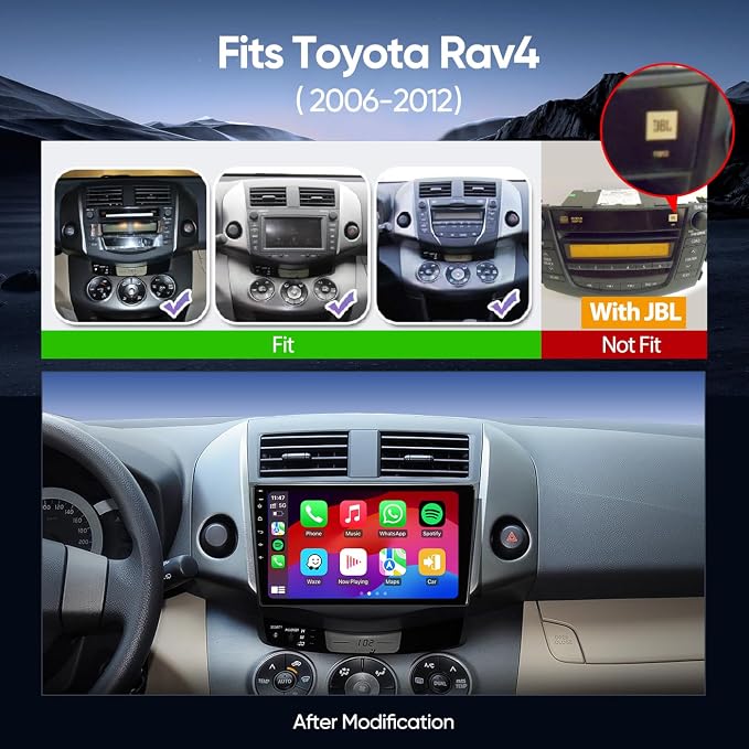 Car Stereo Radio Upgrade for Toyota RAV4 2006 2007 2008 2009 2010 2011 2012 with 9 Inch IPS HD Touch Screen/Android12/5G WiFi/Wireless CarPlay Android Auto/GPS FM/SWC Bluetooth 1080P Backup Camera