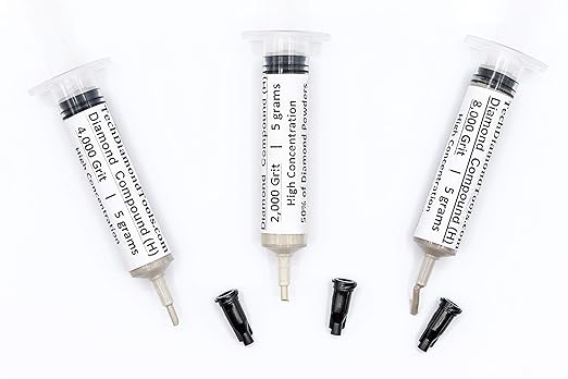 TechDiamondTools Kit of 3 Diamond Polishing Compound Polishing Paste USA Made 2000 4000 8000 Grit for Marble Glass Metal Rock Jewelry Resin Silver Gemstone with High Concentration of Diamond Powder