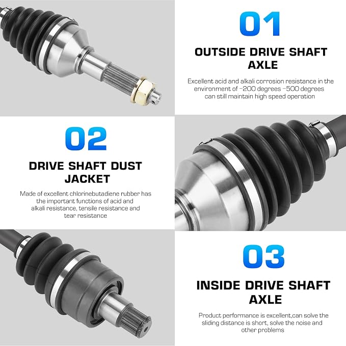Front Left/Right CV Axles Shaft for Kawasaki Mule Pro FX/FXT/FXR/DX/DXT 2015 2016 2017 2018 2019 2020 2021, Replace for 59266-0710, 59266-0050, 59266-0049
