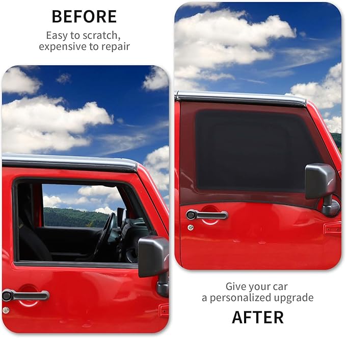 RAZPOY for Jeep Front Window Sun Shade, Window Screen Curtains Cover for Camping Compatible with 2007-2023 Jeep Wrangler JK JL & Gladiator JT, Side Curtain Nets