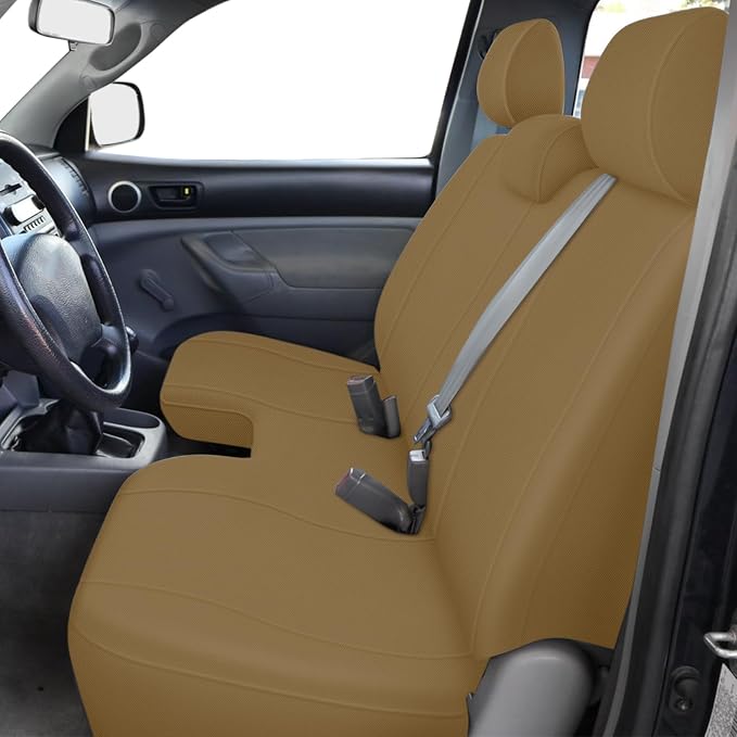Truck Bench Seat Cover Compatible with 2005-2014 Toyota Tacoma with Large Notched, Tan