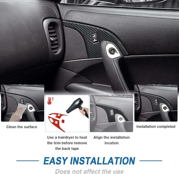 Real Carbon Fiber Door Control Button Trim Compatible with Corvette C6 2005-2013, Interior Decor Sticker Accessories