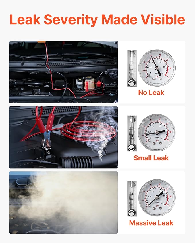 VEVOR Automotive Smoke Machine Leak Detector, DC 12V EVAP Vacuum Diagnostic Tester with Built-in Air Pump, Pressure Gauge & Flow Meter, Dual-Mode Detector for Cars, Motorcycles, Trucks, Boats, ATVs