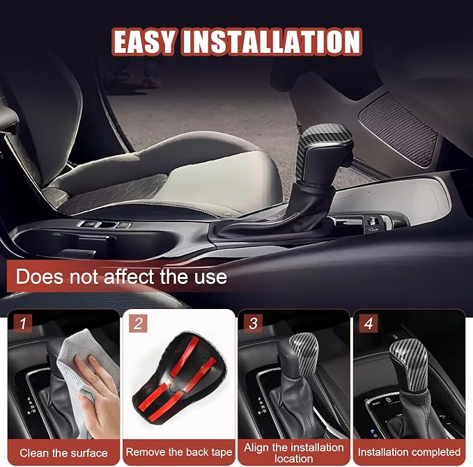 Carbon Fiber Gear Shift Knob Cover Compatible with Toyota Corolla 2020–2026 & Corolla Hatchback 2019–2026