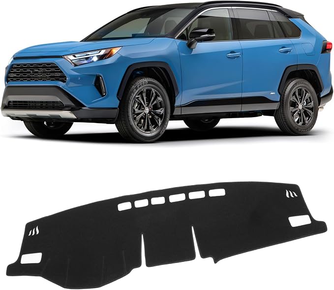 KUST Black Dash Cover Mat for Toyota RAV4 2019-2025 Left Hand Driving Non-Slip Dashboard Cover Interior for RAV4 Accessories Custom Fit Dash Mat Sunshade Windshield Glare