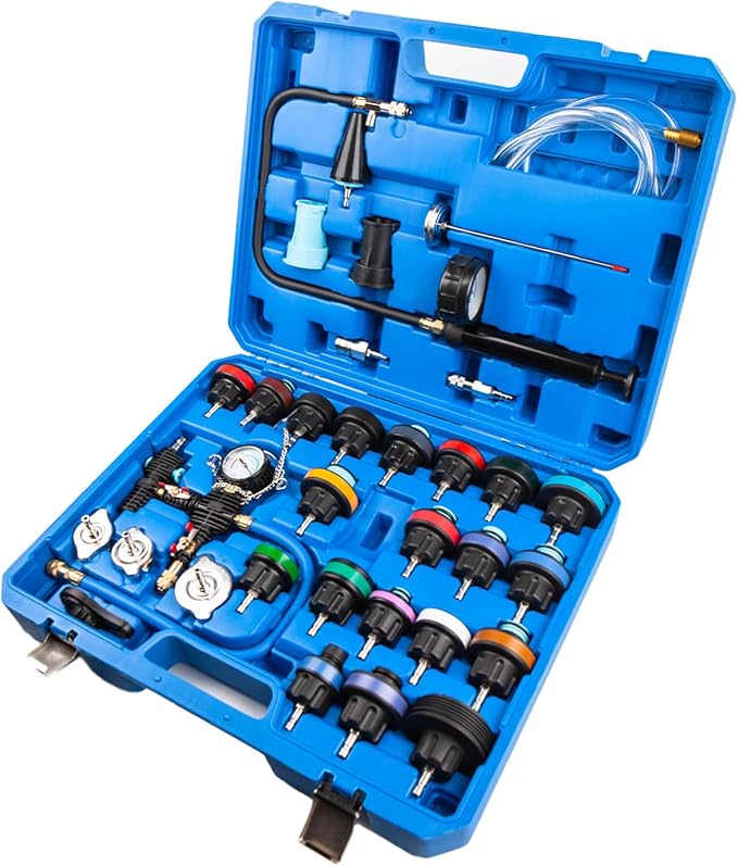 Wostore 33pc Coolant Pressure Tester Kit, Radiator Cooling Filling System Vacuum Pump Leak Test with 23 Adapters for Tesla Model 3/Y, BMW, Ford, Toyota... Universal for Auto Car Airlift 2025 New