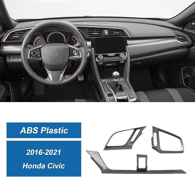 Carbon Fiber AC Air Vent Cover Compatible with Honda Civic 10th Gen 2016-2021