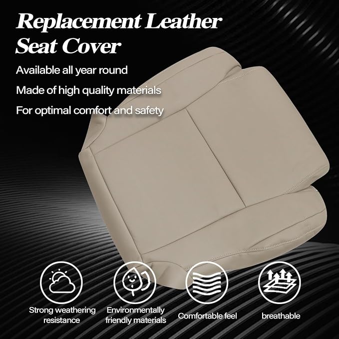 SecosAutoparts Driver & Passenger Bottom & Top Replacement Microfiber Leather Seat Covers #44 Sand Beige Tan Compatible with Toyota Tundra Sequoia Based SR5 Limited 2007 2008 2009 2010 2011 2012 2013