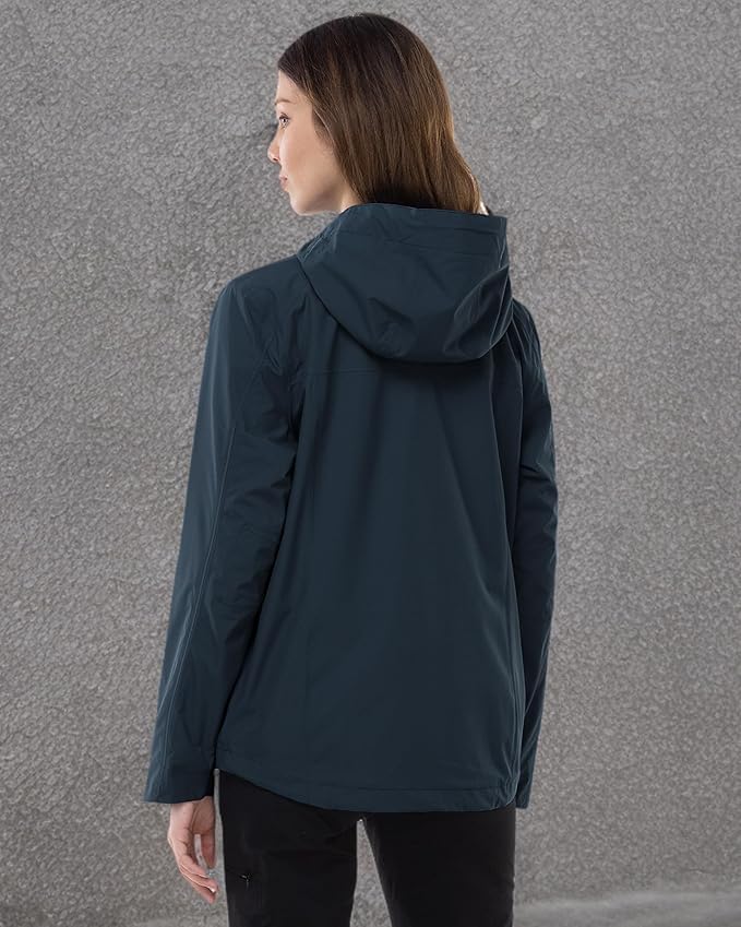 Outdoor Ventures Packable Rain Jacket Women Lightweight Waterproof Raincoat with Hood Cycling Bike Jacket