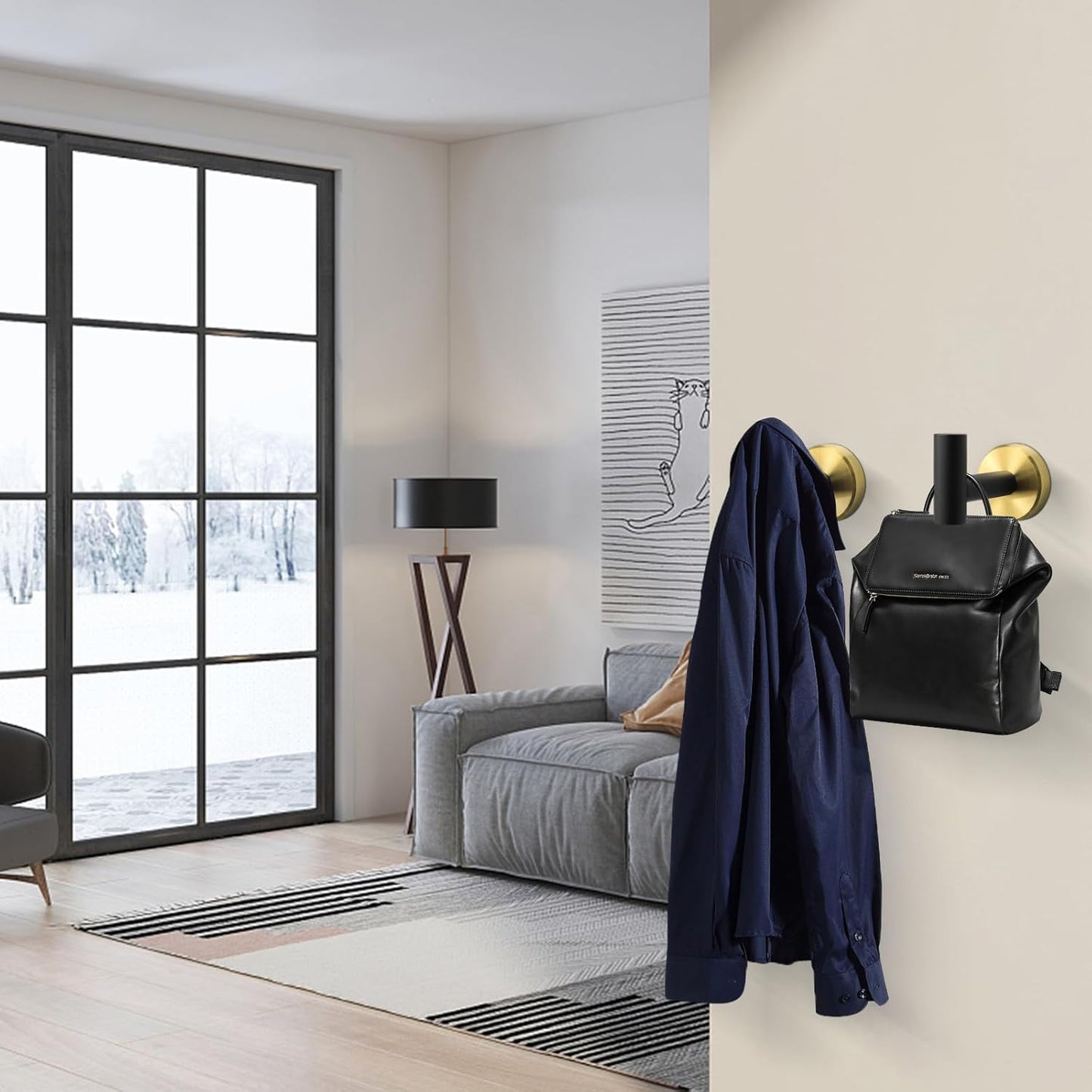 NearMoon Bath Towel Hooks- SUS 304 Stainless Steel Robe Hook Holder, Heavy Duty Coat Hook for Bathroom Livingroom Hotel Kitchen Garage, Wall Mounted (Black Gold, 4 Pack)