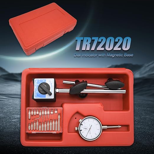Dial Indicator with Magnetic Base and Point Precision Inspection Set, Dial Test Indicator Long Arm 0-1" Professional Gauge 0.001", Magnetic Dial Indicator Base Holder with Fine Adjustment