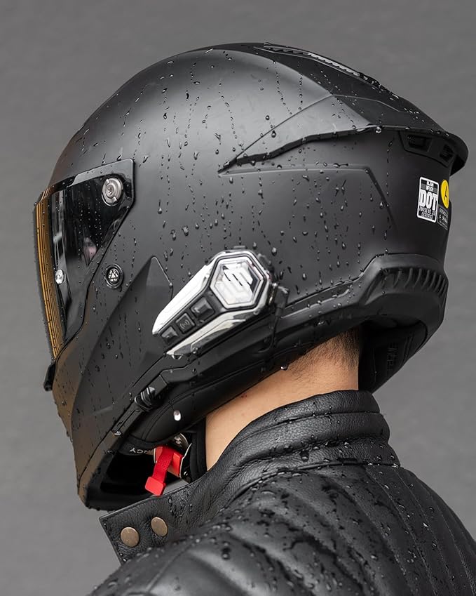 ILM Motorcycle Bluetooth Headset Helmet Communication System 2100M Intercom IP67 Waterproof Noise Cancellation Model RANGEPRO Silver
