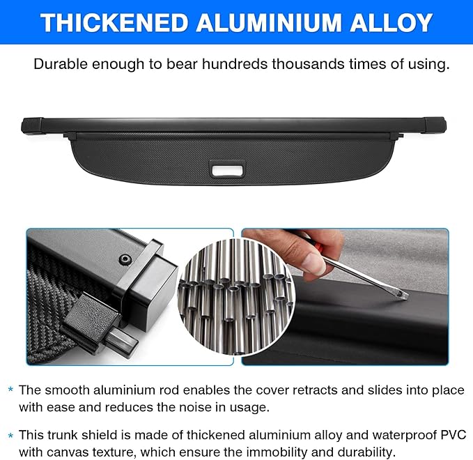 Powerty Retractable Cargo Cover for Mitsubishi Outlander 2013-2019 (Manual Liftgate), Canvas Trunk Cover Privacy Screen Rear Security Shade for Outlander Accessories(Not for Electric Liftgate)