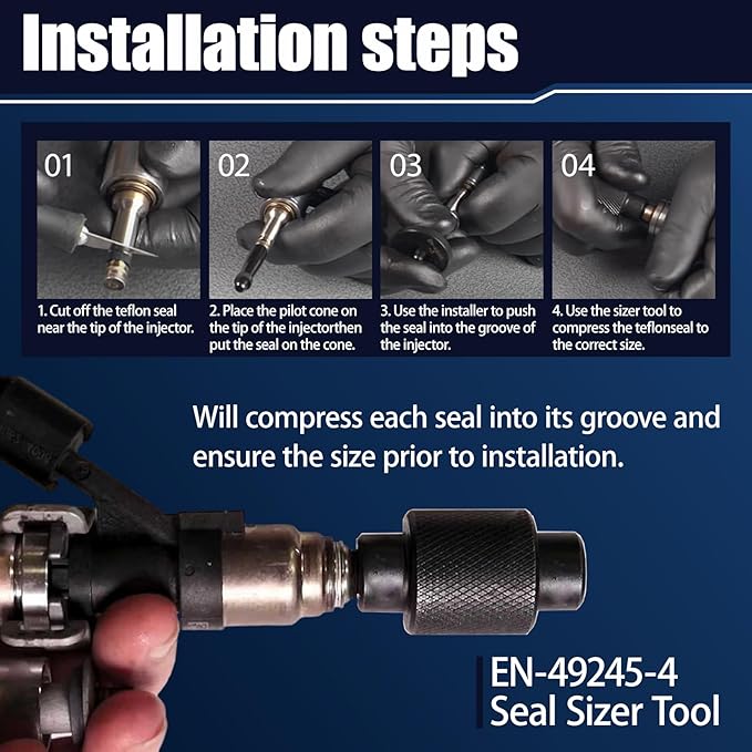 EN-49248 Fuel Injector Puller Kit & GM245 Fuel Injector Seals Tools - Fuel Rail Assembly Remover and Injector Installation Tool Set for GM Vehicles, Compatible with LS/LT Engines