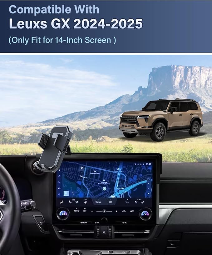 PZK Car Phone Holder for Lexus GX 2024 2025 2026 Accessories 14-Inch Screen Fixed Clip, Car Phone Mount Upgraded Auot Lock Clamping 360° Rotation Not Affect Vent Phone Cradles 4.0-7.0‘’ Phones