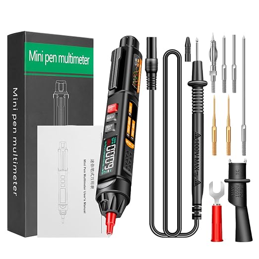 A3009 Mini Pen Multimeter with Voice Broadcast 6000 Counts Voltmeter VA Reverse LCD Display Flash NCV Tester for Vole Resistance acitance Temperature On/Off Diode Phase Sequence