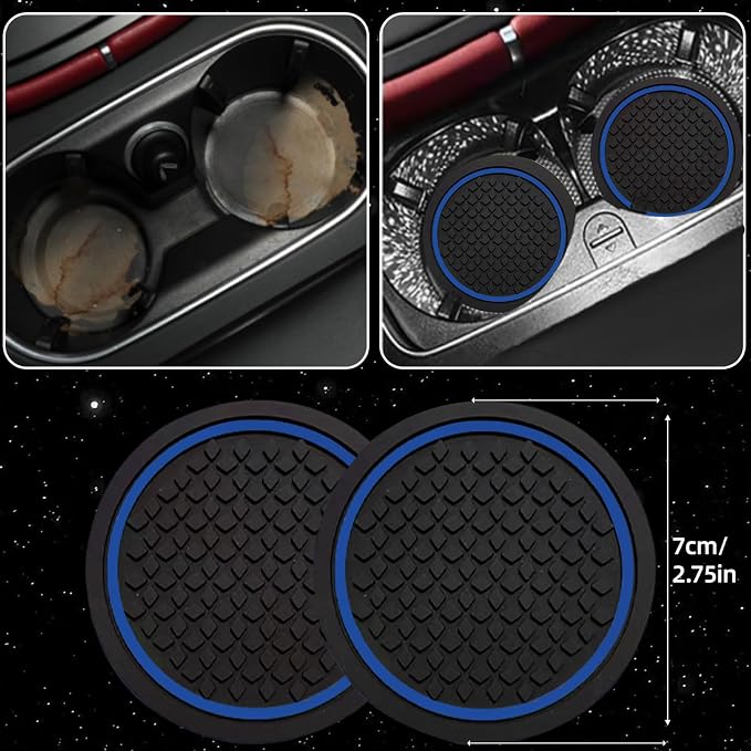 NBTEPEM 10 Pcs Car Floor Mats Full Set Car Accessories, Microfiber Leather Steering Wheel Covers 14.5-15 inch, Center Console Cover, Seat Belt Pads, Cup Coasters, Universal Interior Decor(Blue)