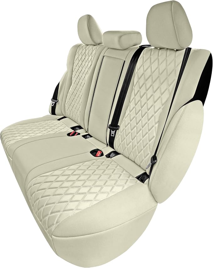 FH Group Custom-Fit Car Seat Covers Specifically Made for 2021-2026 Nissan Rogue, Rear Set Solid Beige Ultraflex Neoprene Waterproof Automotive Seat Cover