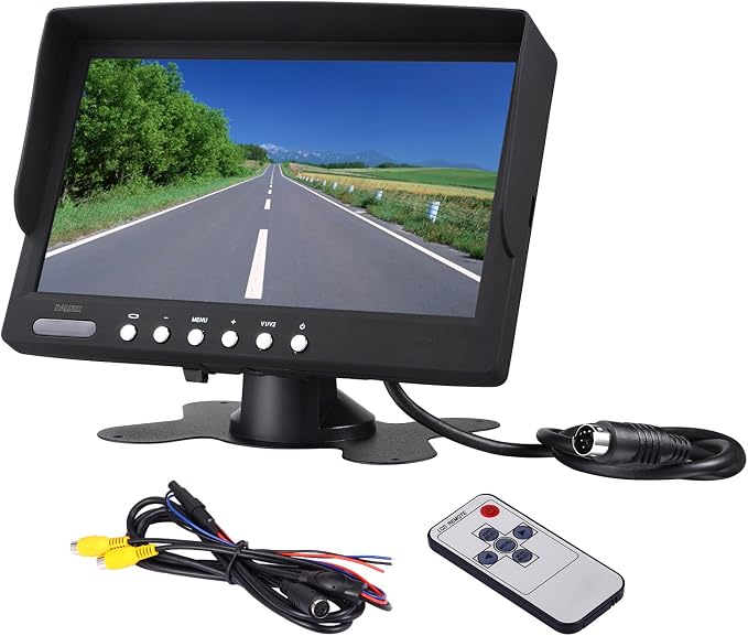 DALLUX Bus Truck Rearview Camera LCD Backup Monitor Heavy Duty Vehicle Screen LED Backlight High Resolution Backup Camera Display 2 Video Input Car Rearview Cameras Car DVD Stand 7" inch Monitor