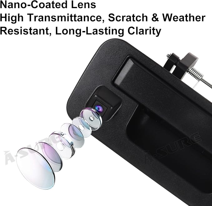 ASURE Tailgate Handle Rear View Camera for Nissan Titan 2013-2015 Truck Reverse Camera Pickup Backup Camera OEM Fit - 1080P HD Wide Angle Waterproof Night Vision Parking Assist Easy Install Hitch