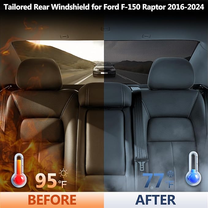 ZATOOTO Rear Windshield Sunshade for F150 2016-2024 Rear Windshield Sunshield Double Layer Design for Sunshade and Privacy Offer Great Visibility Sun Blocker Back Window Sun Shade for F150