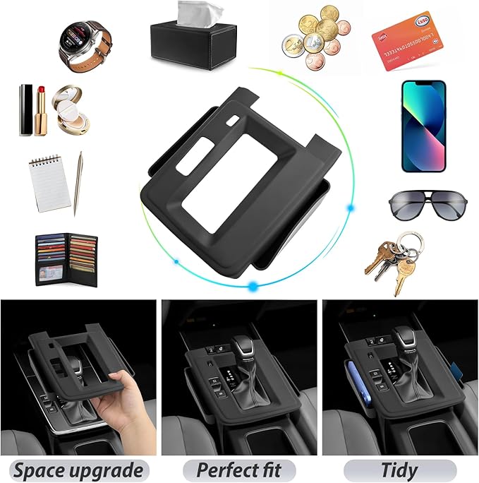 SKTU Upgrade for 2026 Toyota Corolla Cross Gear Shift Panel for 2026+ Toyota Corolla Cross (XLE/Hybrid XSE) Center Console Organizer 2026 Corolla Cross Accessories Rubber Passenger Side Storage Box