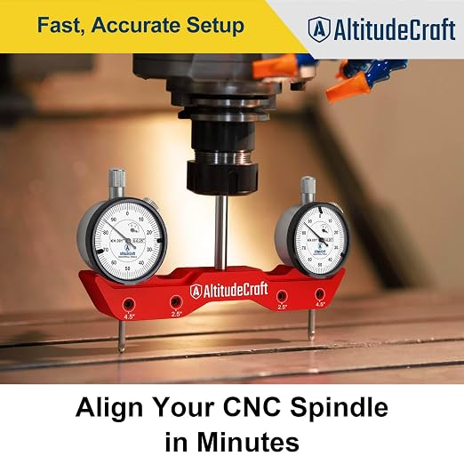 Mill Tramming Tool with Dual 0.001 Inch Dial Indicators for Spindle Squaring and Alignment, 1/4 Inch Shank CNC Trammel Gauge for Mini Mills, Shapeoko, Onefinity, Protective Case