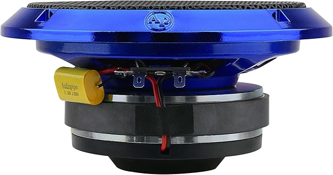 Audiopipe 6.5" Compression Horn Mid-Range Loudspeaker (APMB-628GH-BLU), 300W, Built-in Compression Horn Driver, Flat Steel Basket, 2-Way Coaxial, KSV Voice Coil, Grill, Sleek Candy Blue