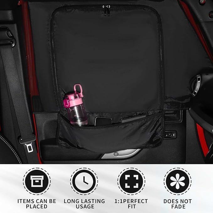 RAZPOY for Jeep Front Window Sun Shade, Window Screen Curtains Cover for Camping Compatible with 2007-2023 Jeep Wrangler JK JL & Gladiator JT, Side Curtain Nets