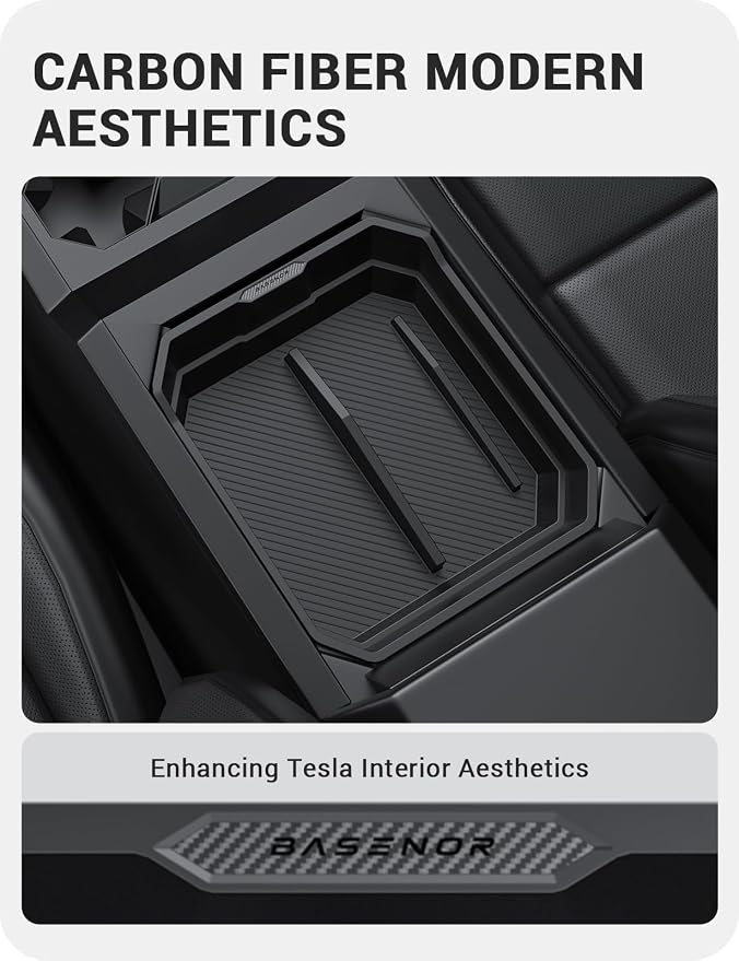 BASENOR Tesla Cybertruck Center Console Organizer and Cybertruck Trash Can