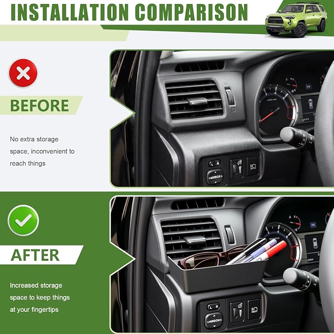 Air Vent Organizer for 2014-2024 Toyota 4Runner Driver Side Air Vent Extra Storage Tray Center Console Box for 14-24 4 Runner Interior Accessories(Fit 14-24/Air Vent Organizer)