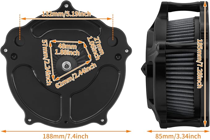 Air Cleaner Filter Aluminum Fit for Harley Touring Road King Street Glide Softail Sportster Dyna (Black Housing Grey Element, A For Sportster XL 04-22)