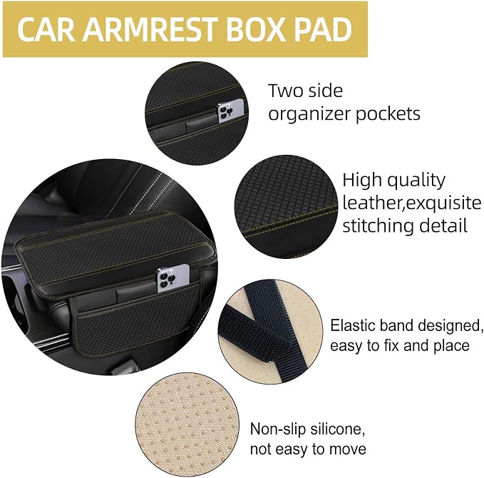 NBTEPEM 6 PCS Car Steering Wheel Cover Set, Microfiber Leather Steering Wheel Covers Universal 14.5-15 inch, Center Console Cover, Seat Belt Cushion, Cup Holder Coaster, Car Accessories Set Beige