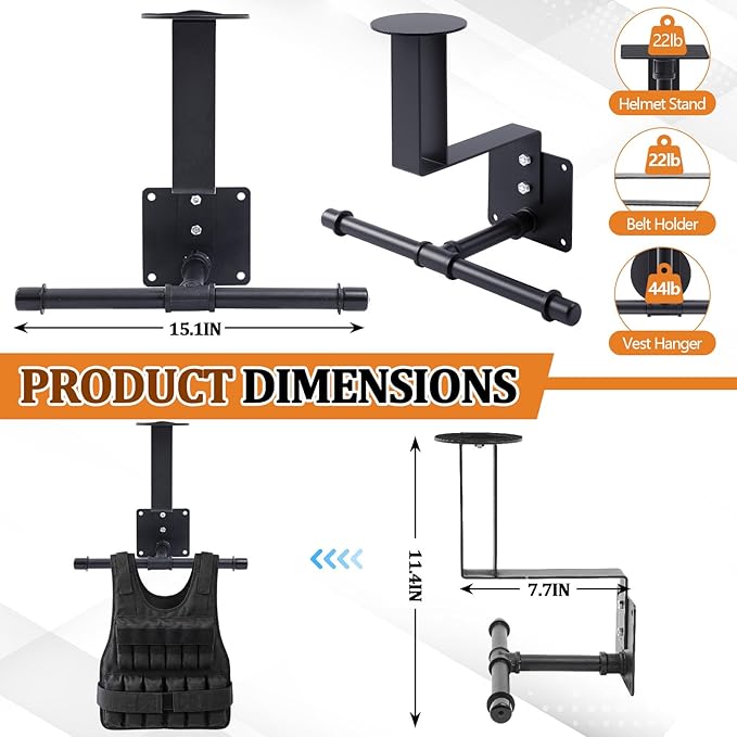 Yaocom Weight Vest Hanger Wall Mount Heavy Duty Tactical Gear Police Vest Holder Motorcycle Helmet Rack Stand for Gym Home Garage Train Armor Breastplate Backpack Organizers