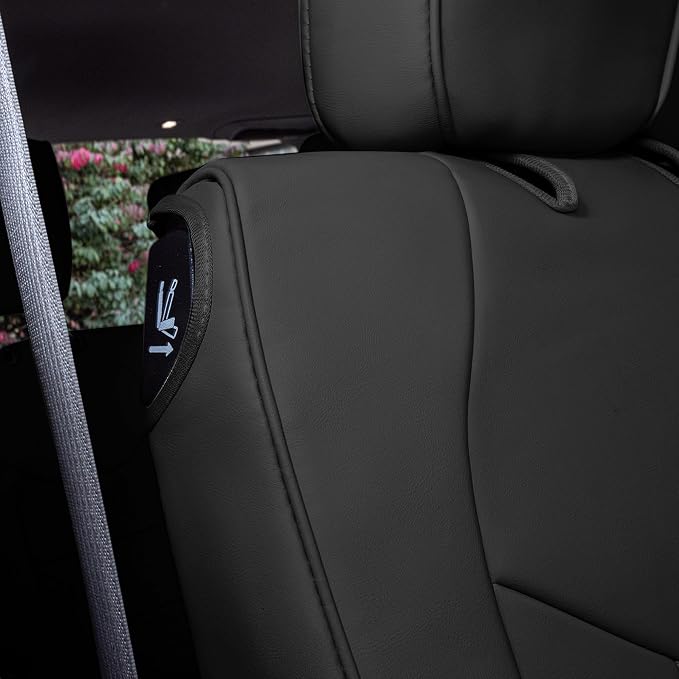 FH Group Custom Fit Car Seat Cover Specefically Made for Chrysler Pacifica 2017-2024 - 2nd Row Set Non Hybrid, Faux Leather, Black
