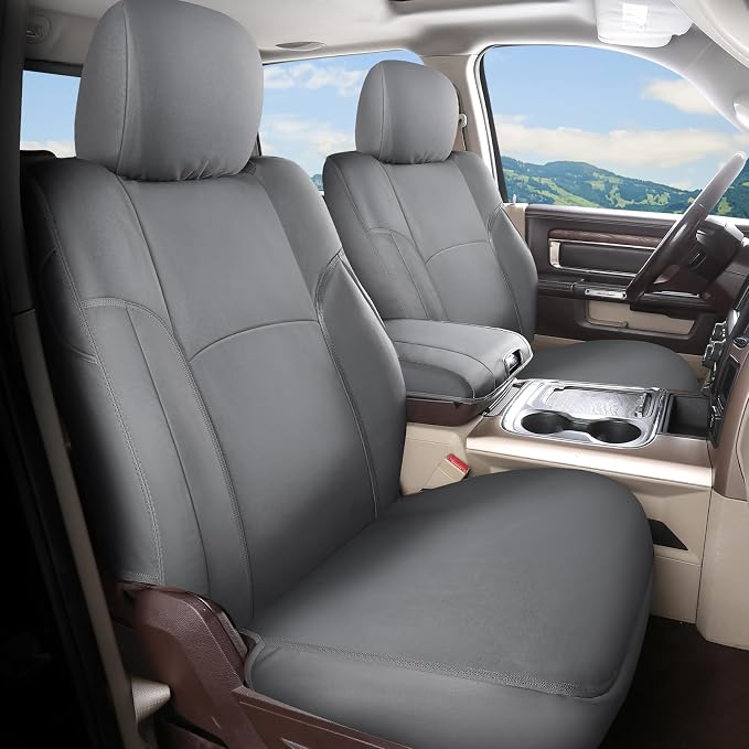Coverado Chevy Silverado Waterproof Canvas Rear Seat Covers, Fit for Chevy Silverado GMC Sierra 2007-2013 & 2019-2026 1500, 2020-2026 2500HD 3500HD Crew Double Extended Cab(Flat Rear, Gray)