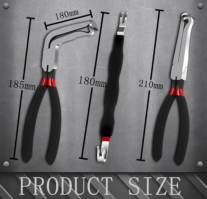 60-Degree Angled Electrical Disconnect Pliers for Automotive Connectors, Sensors & Wire Plugs - Locking Push Tab Removal Tool with Non-Slip Grip, (3-Piece Set) (3 PCS)